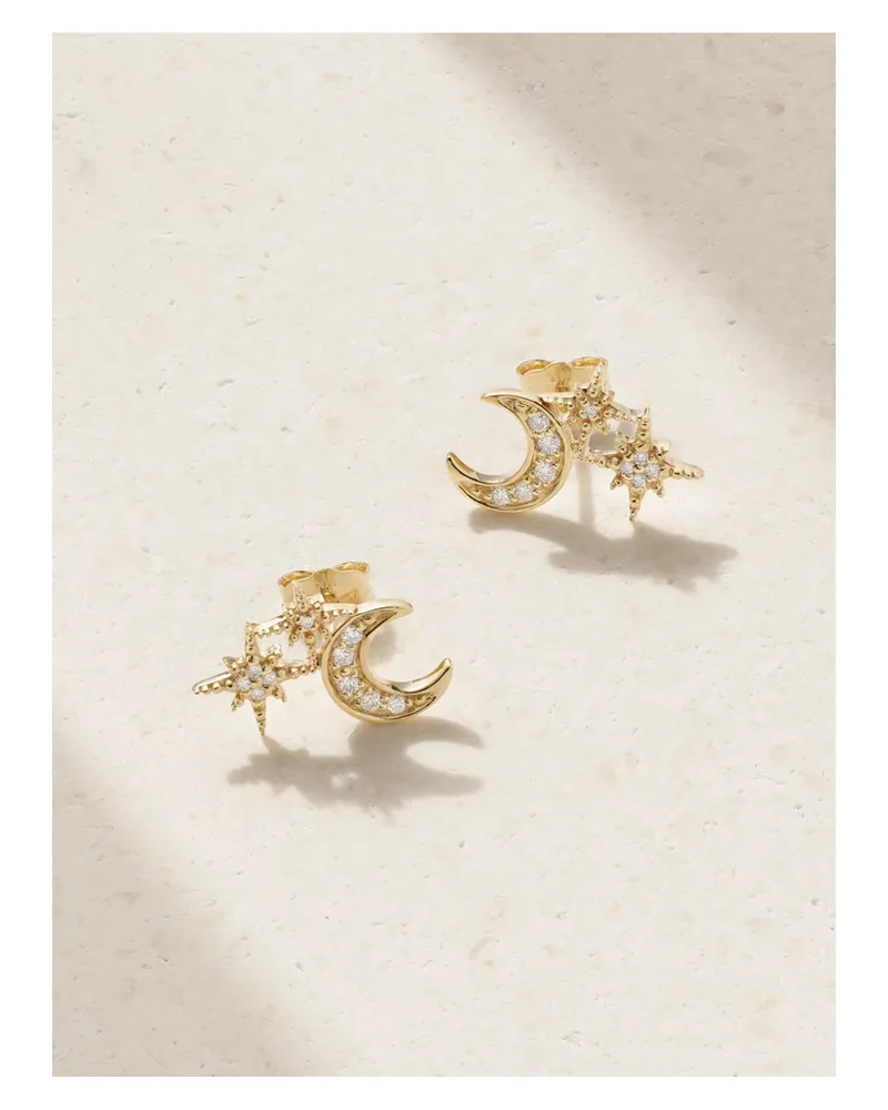 Sydney Evan Moon Ohrstecker Aus 14 Karat Gold Mit Diamanten Gold