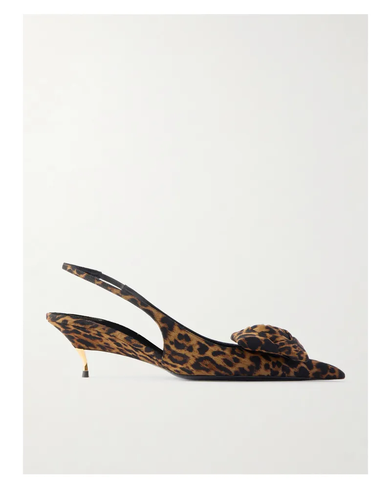 Saint Laurent Dakota Appliquéd Leopard-print Mousseline Slingback Pumps - Animal print Animal