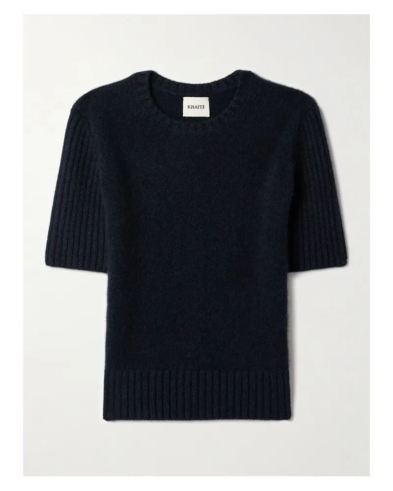 KHAITE Mia Oberteil Aus Geripptem Kaschmir - Blau Blau