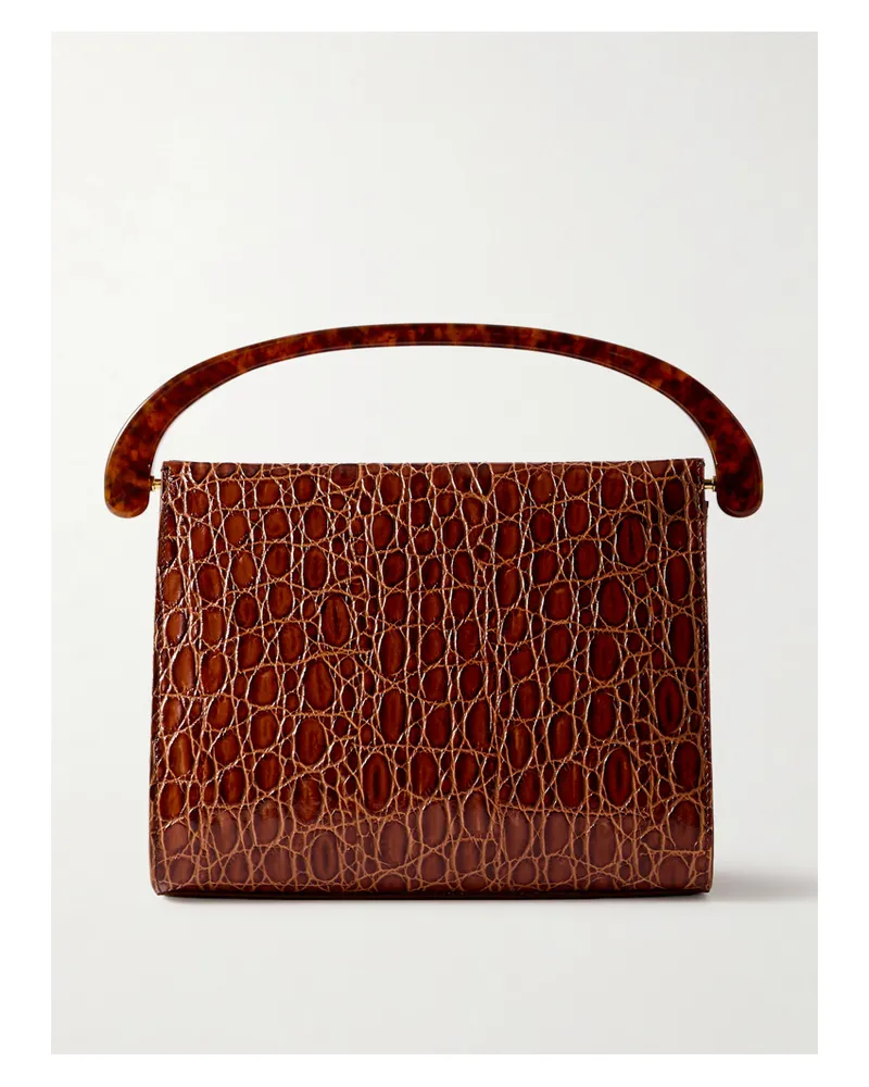 Dries van Noten Tote Aus Leder Mit Krokodileffekt - Braun Braun