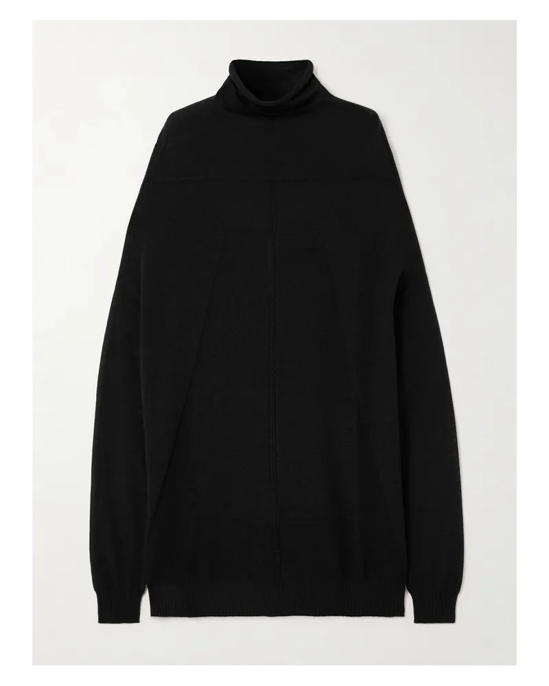 Rick Owens Crater Rollkragenpullover aus Gestrickter Wolle Schwarz