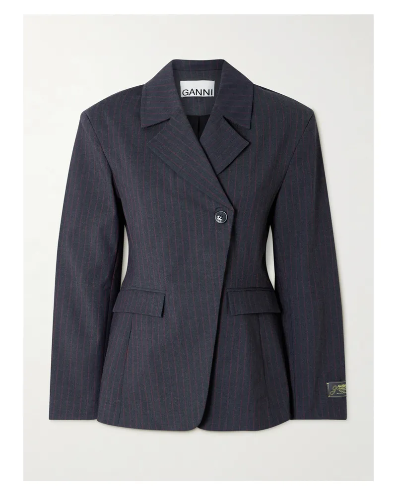 Ganni Asymmetrischer Blazer Aus Webstoff Mit Nadelstreifen - Grau Grau
