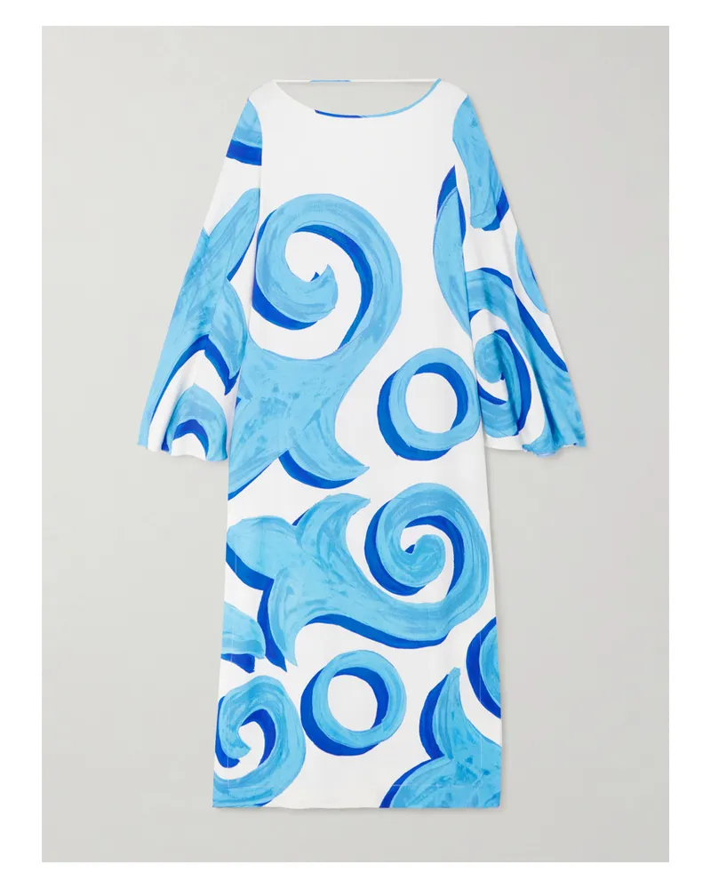 THEMIS Z Urania Maxikleid Aus Bedrucktem Satin Mit Rückenausschnitt - Blau Blau