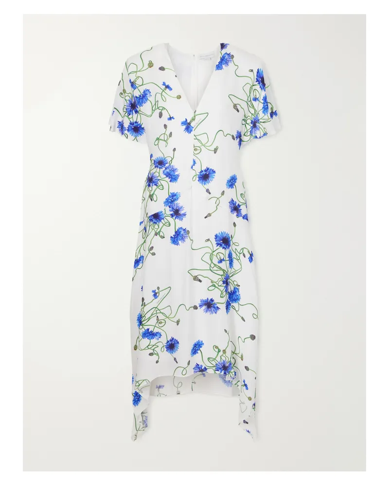 Stella McCartney Midikleid Aus Krepon Mit Blumenprint - Weiß Weiß