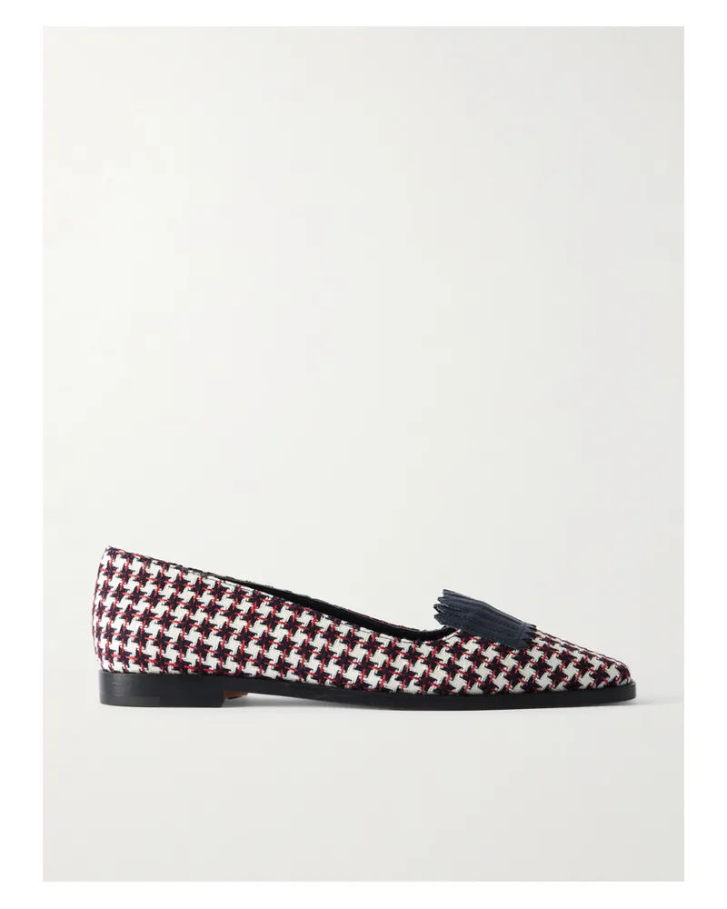 Manolo Blahnik Pausaniasbi Loafers Aus Tweed Mit Bestickten Lederbesätzen - Weiß Weiß