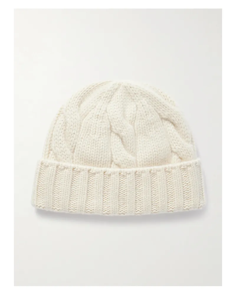 Loro Piana Beanie Aus Kaschmir In Zopfstrick - Creme Creme
