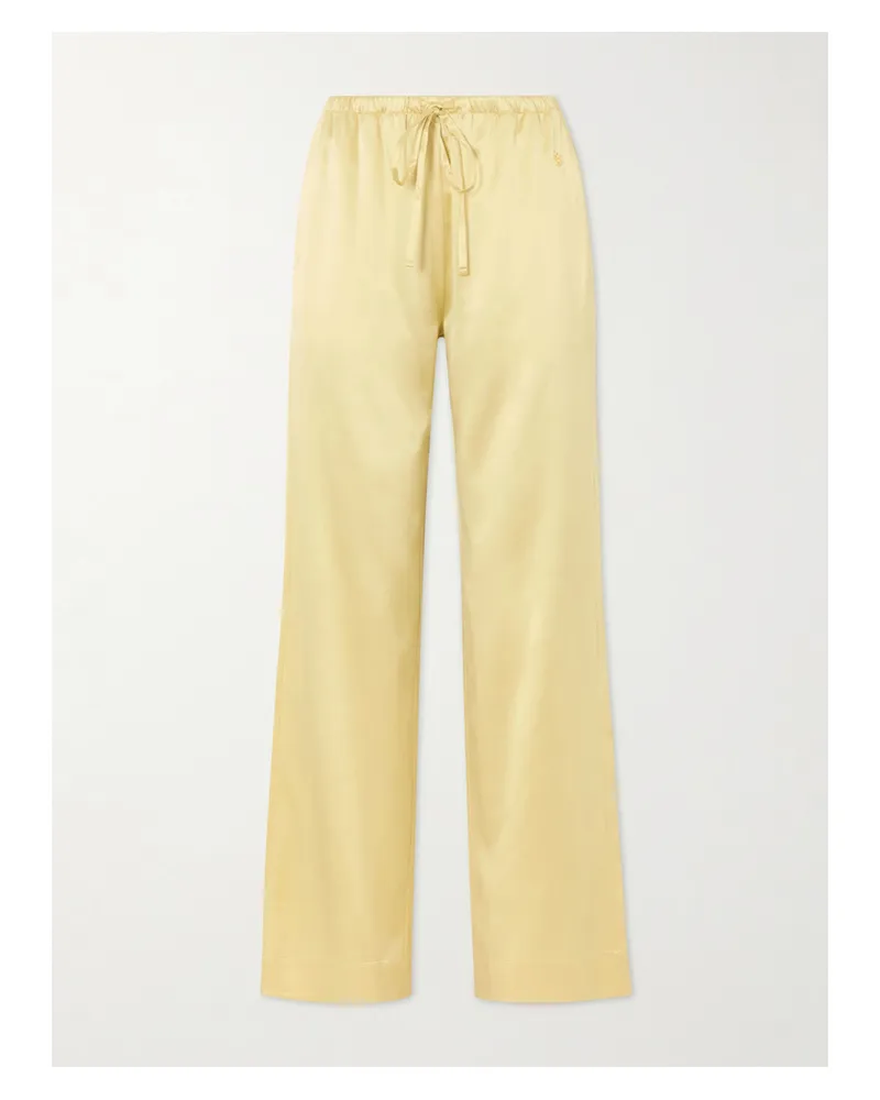ÉTERNE Brody Silk-blend Satin Wide-leg Pants - Yellow Yellow