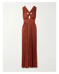 Ulla Johnson Veda Robe aus Plissiertem Satin Rot