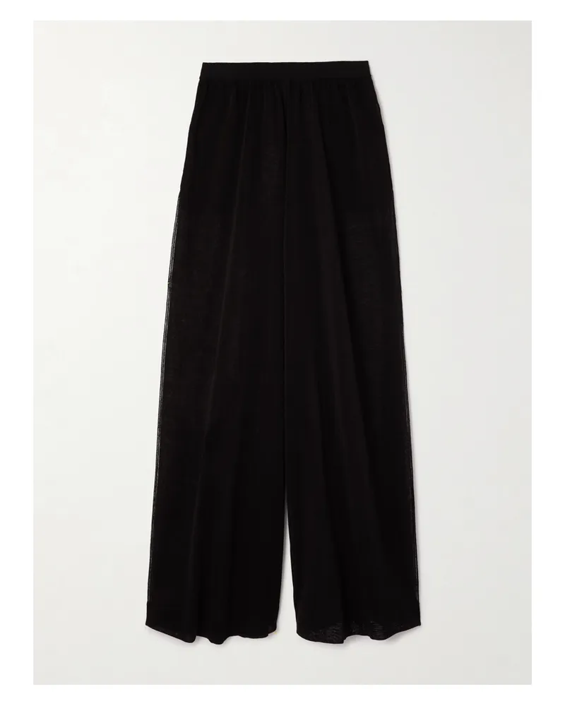 Alaïa Linen And Silk-blend Wide-leg Pants - Black Black