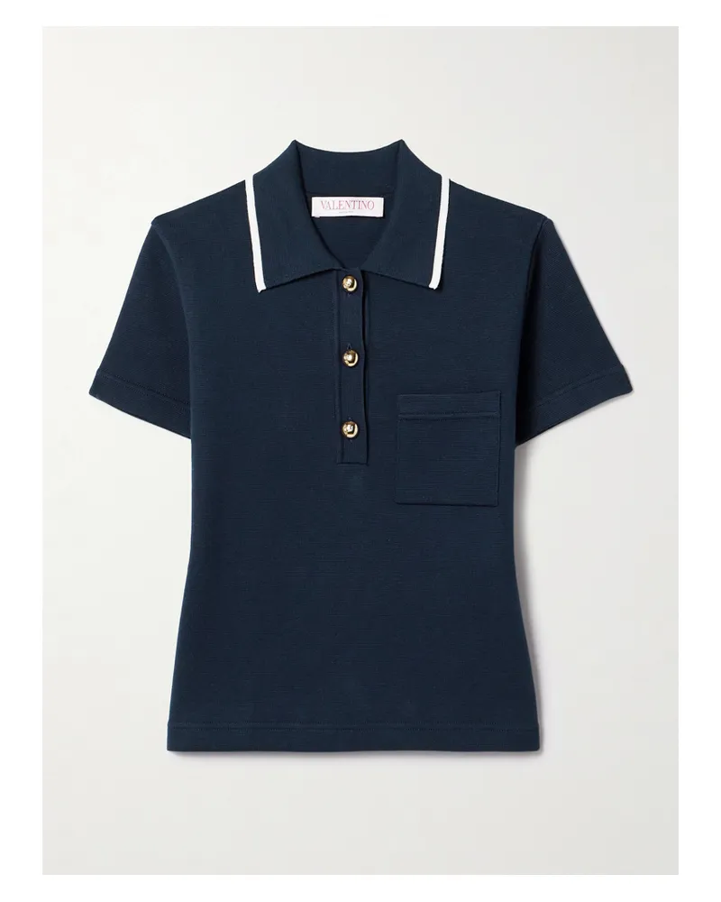 Valentino Garavani Polohemd Aus Baumwolle Mit Streifen - Blau Blau