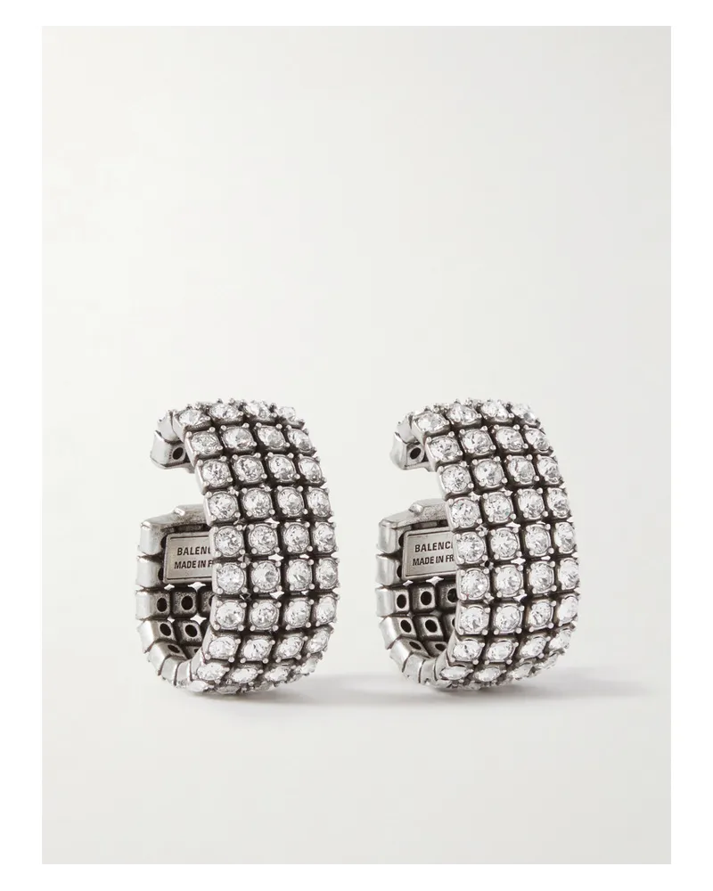 Balenciaga Glam farbene Ear Cuffs mit Kristallen Silber