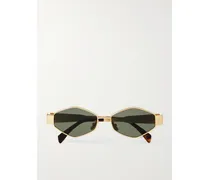 Triomphe Goldfarbene Sonnenbrille Mit Sechseckigem Rahmen