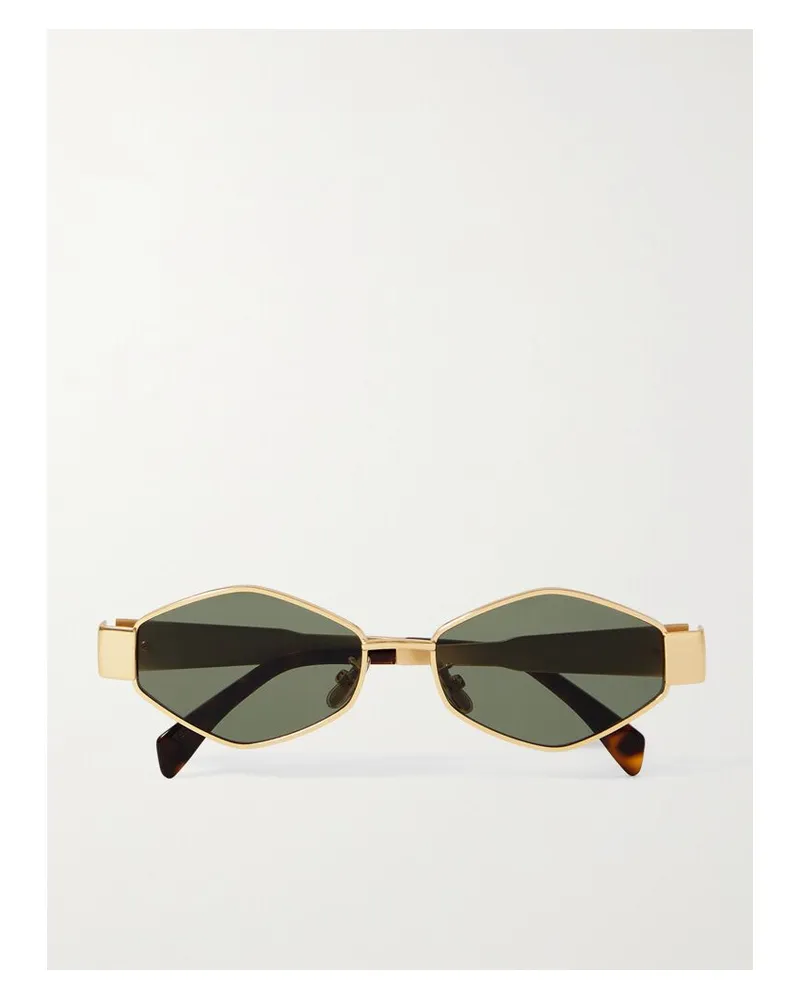 Celine Triomphe Goldfarbene Sonnenbrille Mit Sechseckigem Rahmen Gold