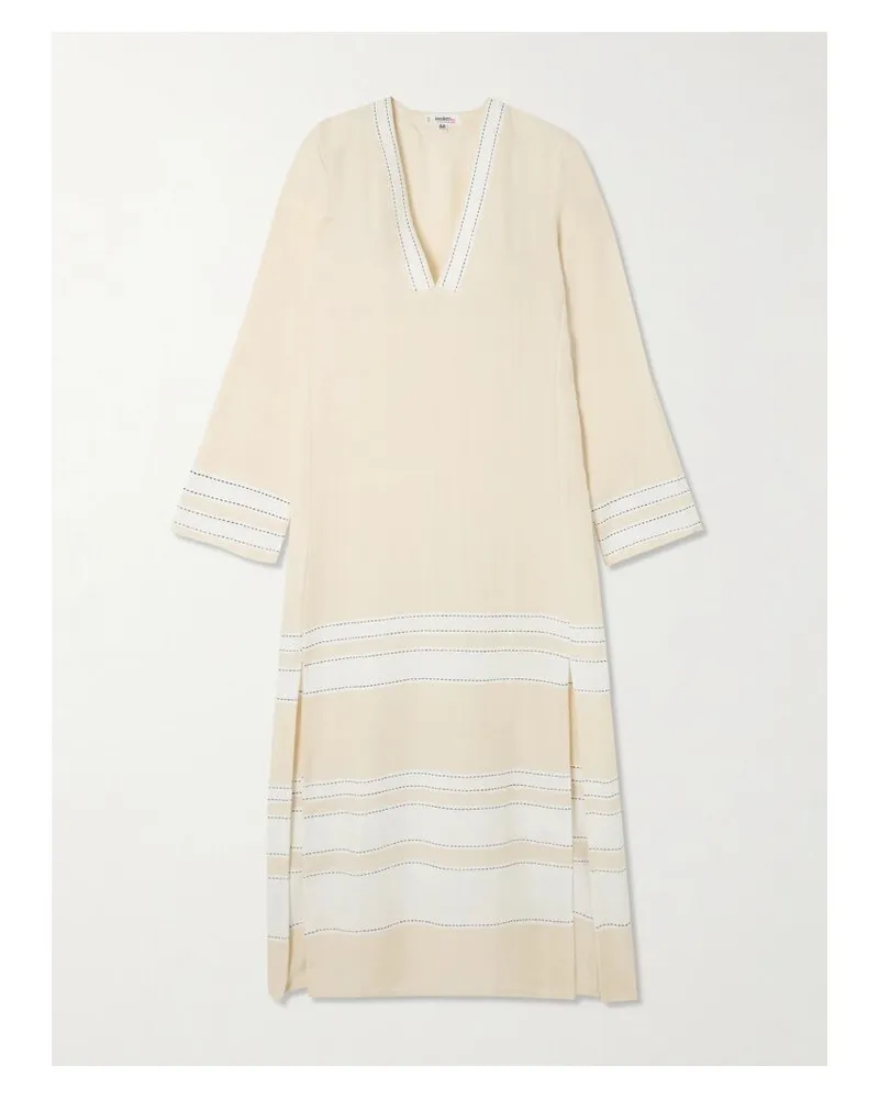 lemlem Theodora Midikleid Aus Einer Gestreiften Baumwollmischung - Creme Creme
