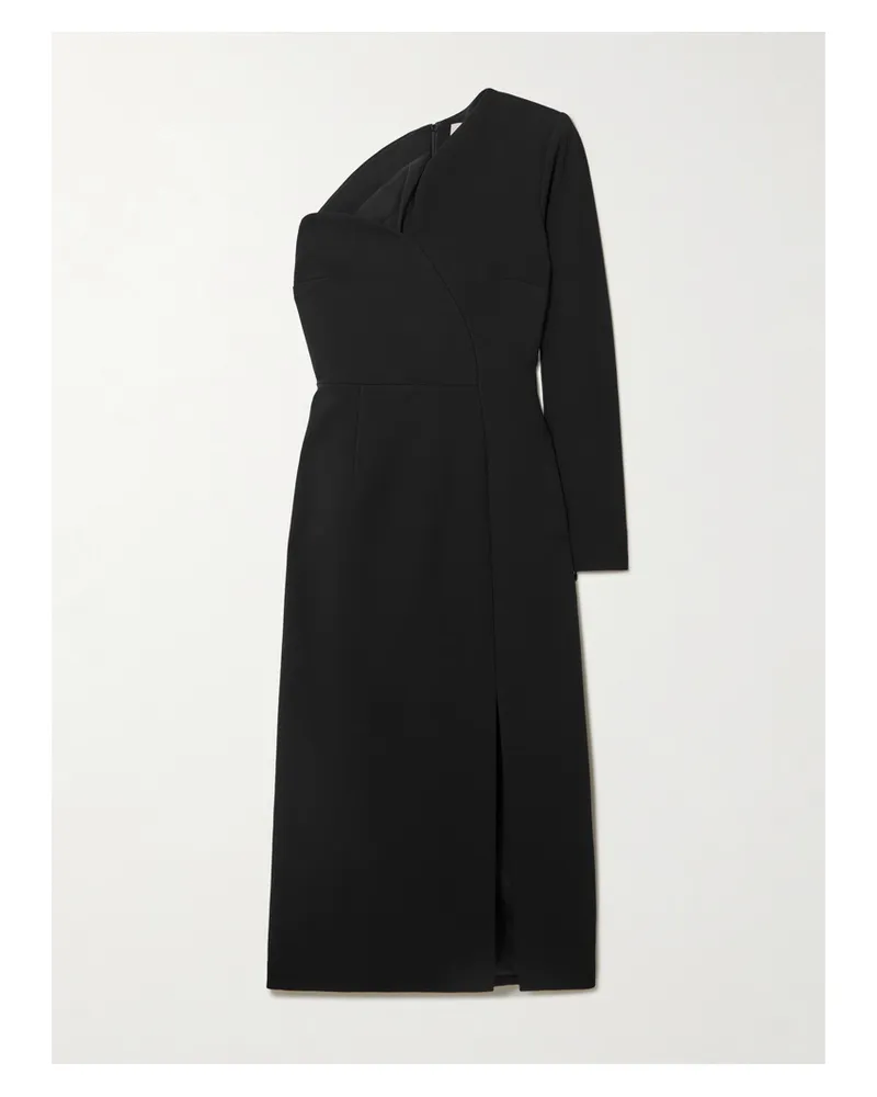 Roksanda Ilincic Zahrah Asymmetrisches Midikleid Aus Crêpe - Schwarz Schwarz