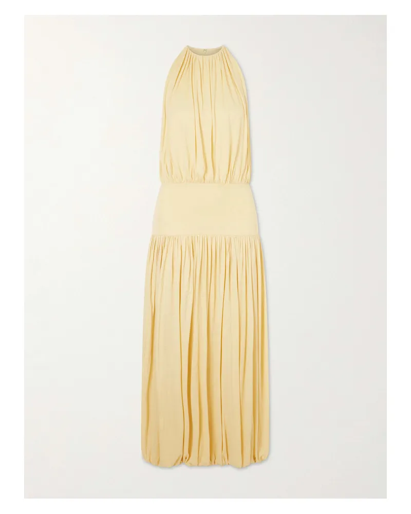 Totême Gathered Jersey Midi Dress - Yellow Yellow