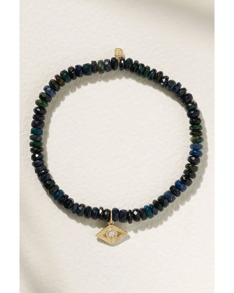 Sydney Evan Small Evil Eye Armband Mit Opalen, Diamant Und Details Aus 14 Karat Gold Gold