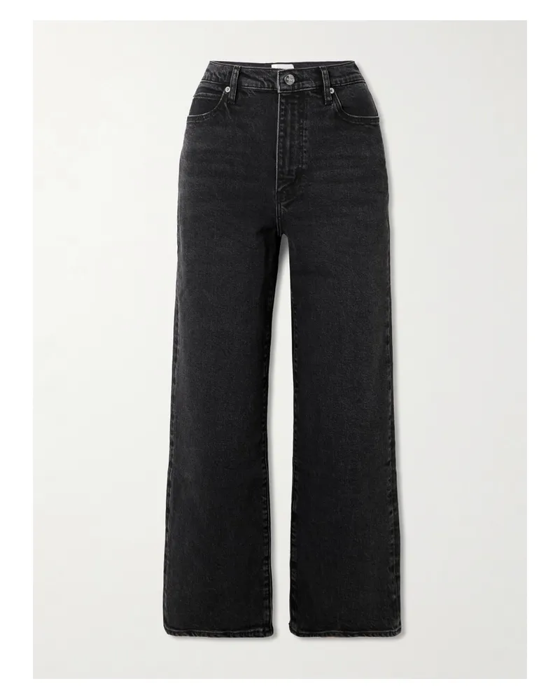 Frame Denim The Wide Verkürzte, Hoch Sitzende Jeans Mit Weitem Bein - Schwarz Schwarz