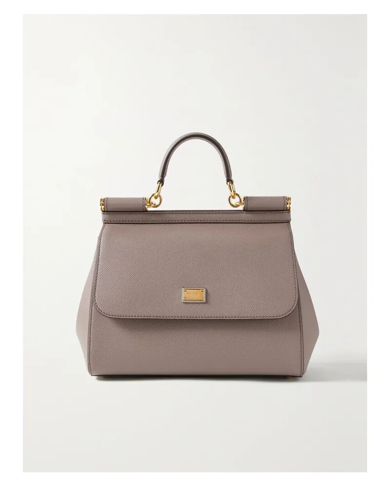 Dolce & Gabbana Sicily Mittelgroße Tote Aus Strukturiertem Leder - Braun Braun
