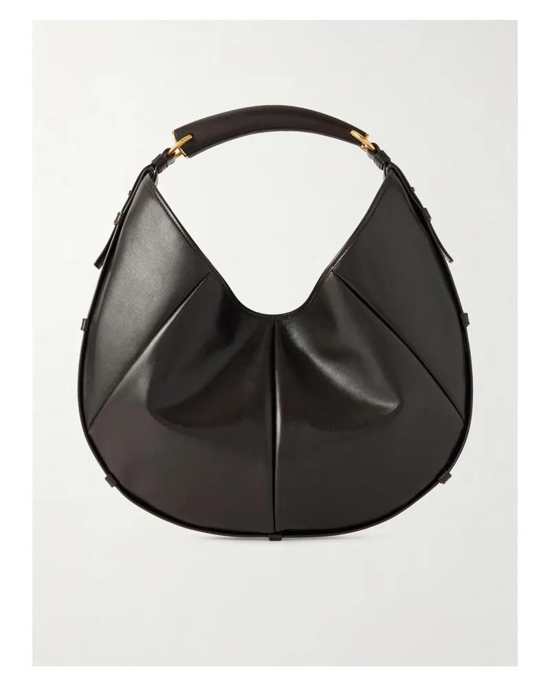 Saint Laurent Mombasa Paneled Leather Shoulder Bag - Brown Brown