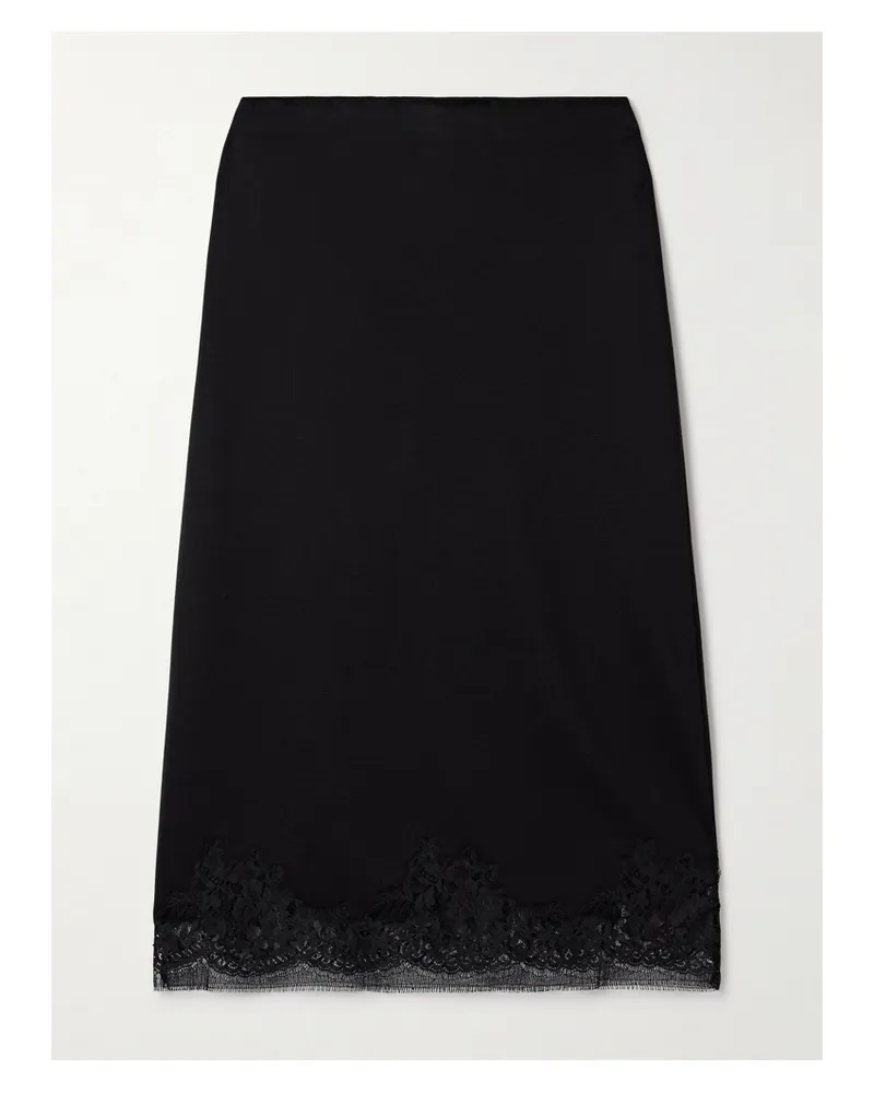 The Row Mea Midirock Aus Seide Mit Spitzenbesatz - Schwarz Schwarz