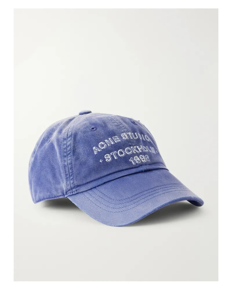 Acne Studios Cuddy Logo-print Cotton-twill Cap - Blue Blue