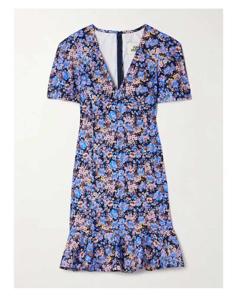 Kika Vargas Zeina Minikleid Aus Twill Mit Blumenprint Und Volant - Lila Lila