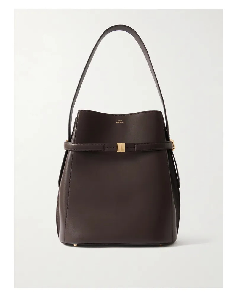 Totême Belted Leather Tote - Brown Brown