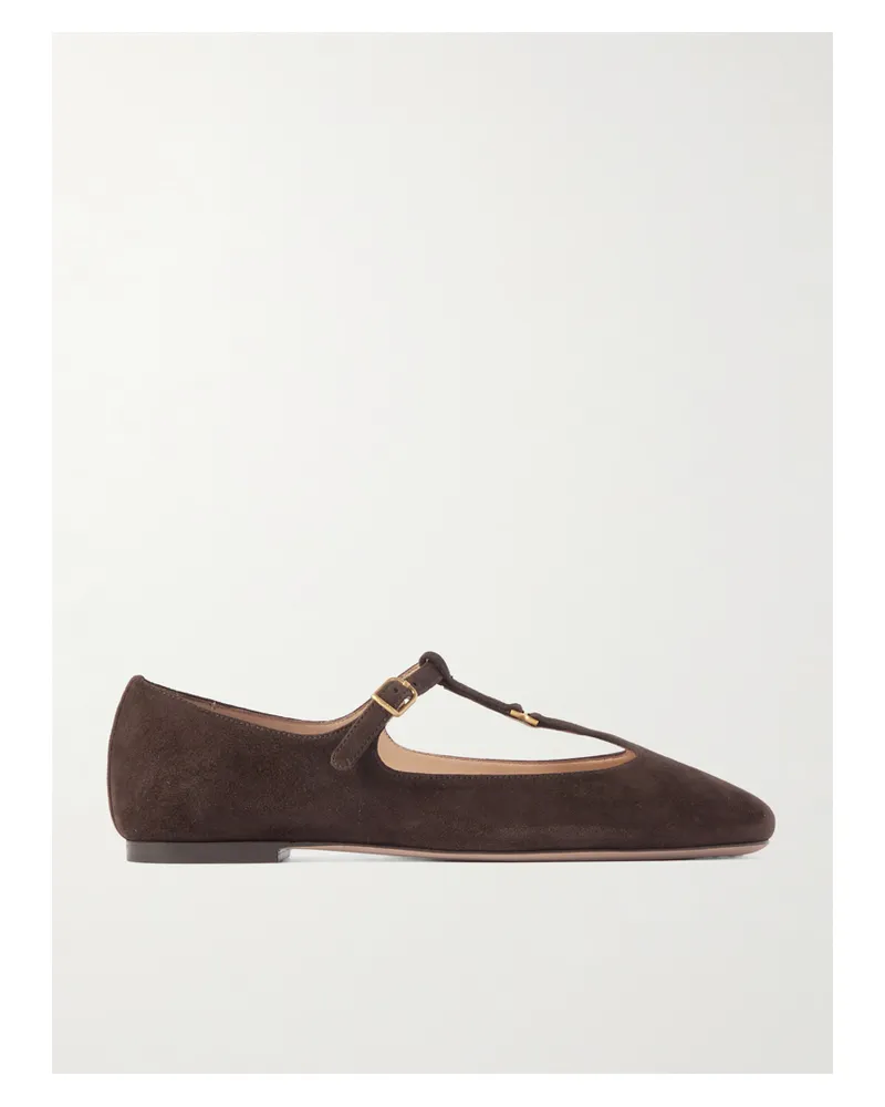 Chloé Marcie Flache Schuhe Aus Veloursleder Mit Verzierung - Braun Braun
