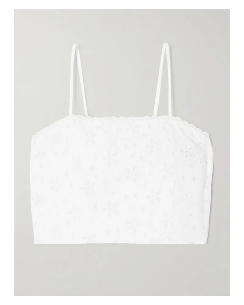 Posse Salma Cropped Broderie Anglaise Cotton Top - White White
