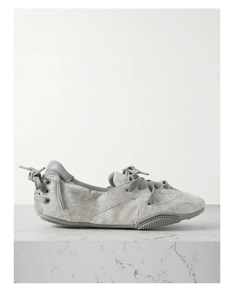 Acne Studios Leather-trimmed Suede Ballet Flats - Gray Gray