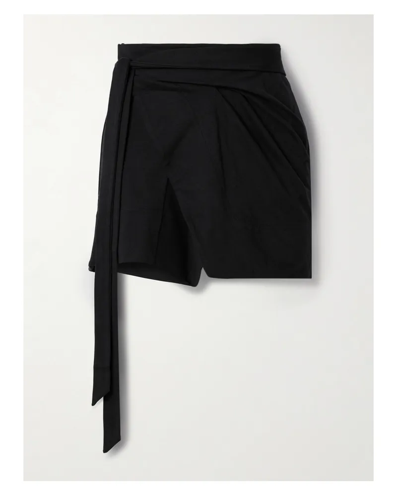 Isabel Marant Berenice Asymmetric Draped Cotton-jersey Mini Wrap Skirt - Black Black