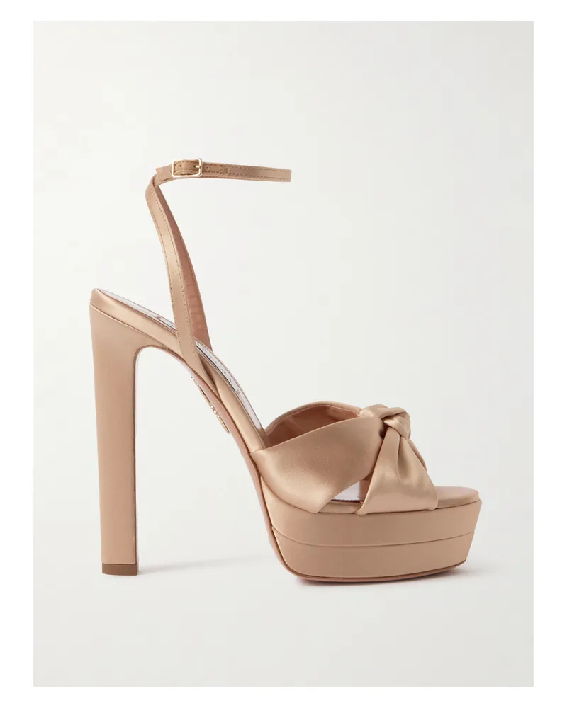 Aquazzura Cupid Plateau 130 Plateausandalen Aus Satin Mit Knoten - Pink Pink