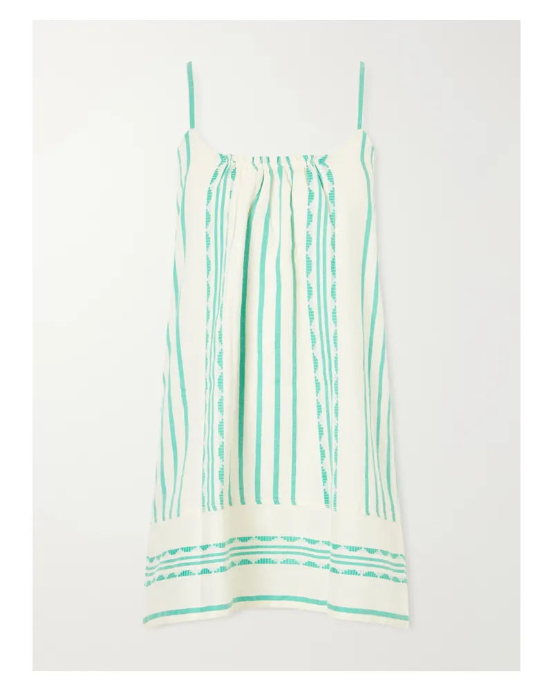 lemlem Zina Striped Cotton Mini Dress - Green Green