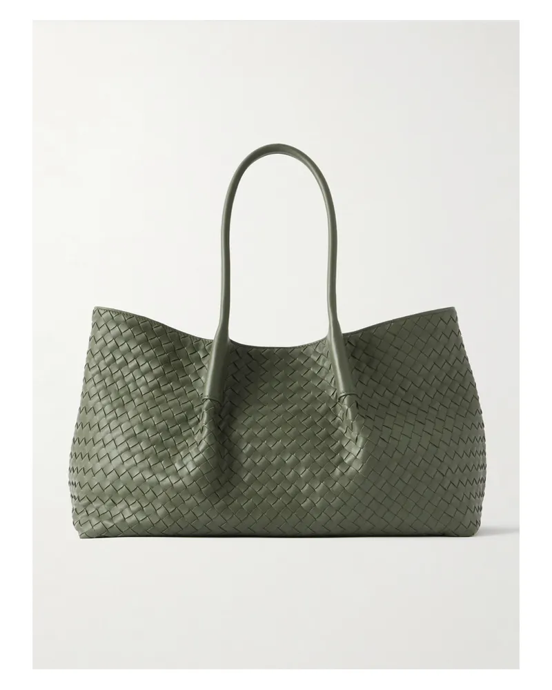 Bottega Veneta Pinacoteca Intrecciato Leather Tote - Green Green