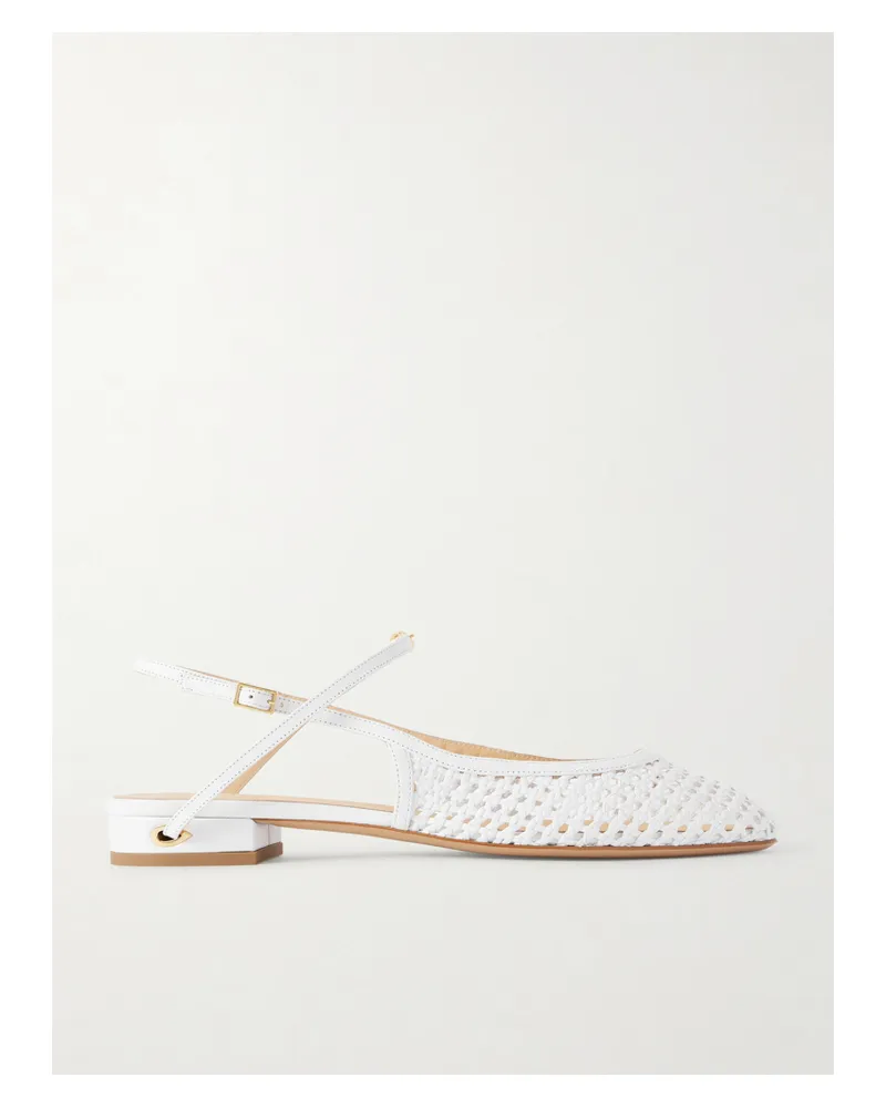 Jennifer Chamandi Mattia 20 Flache Slingback-schuhe Aus Lackleder - Weiß Weiß