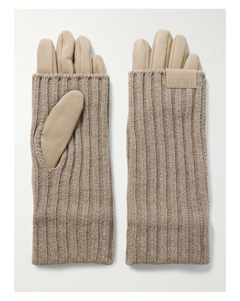 Loewe Handschuhe Aus Leder Und Geripptem Kaschmir - Neutral Neutral