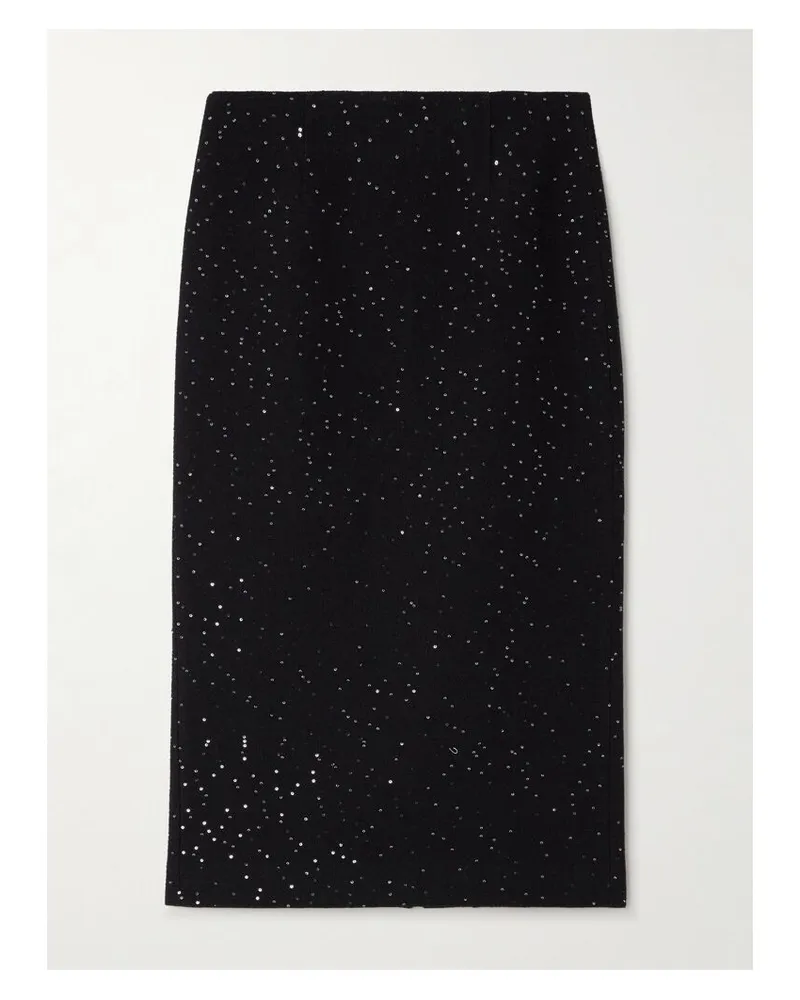 SHUSHU/TONG Midirock Aus Tweed Aus Einer Wollmischung Mit Pailletten - Schwarz Schwarz