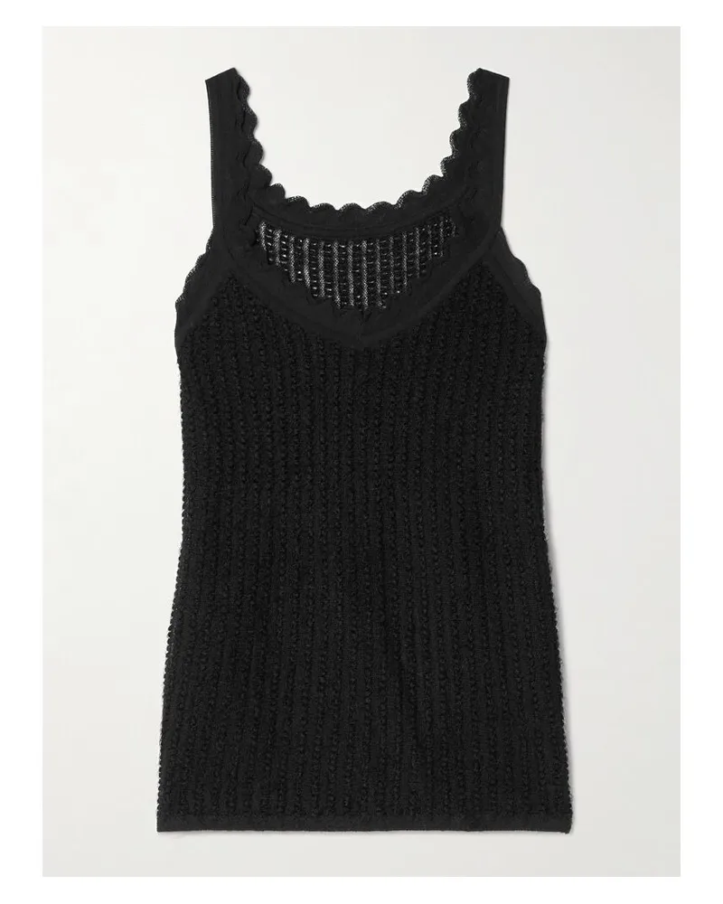 KHAITE Ennio Tanktop Aus Pointelle-strick Mit Wellenkanten - Schwarz Schwarz