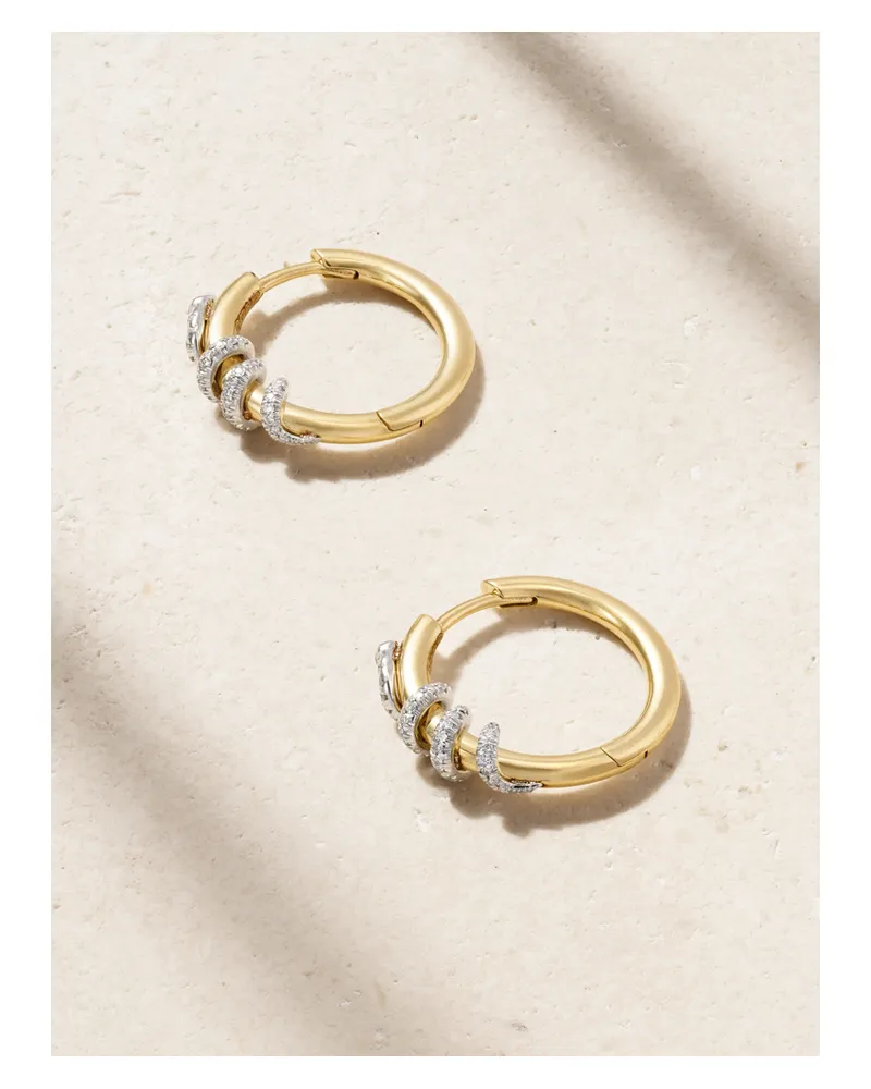 Ileana Makri Twisted Boa Creolen Aus 18 Karat Gelb- Und Weißgold Mit Diamanten Gold