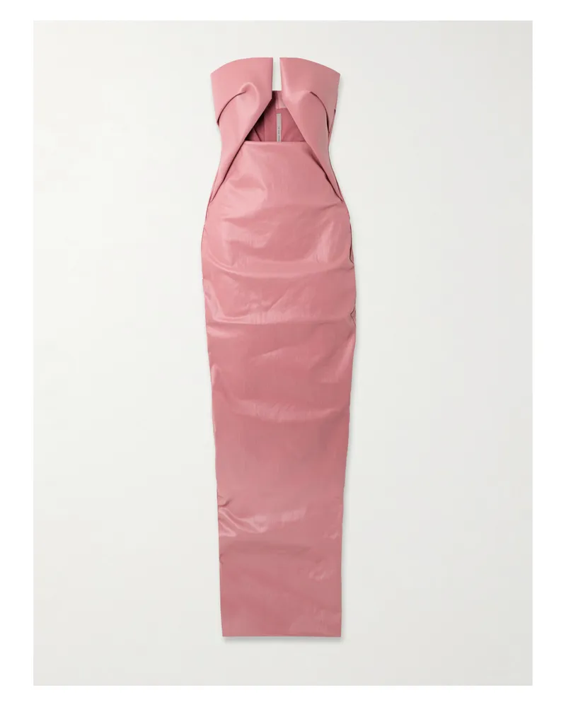 Rick Owens Trägerlose Robe Aus Beschichtetem Denim Mit Cut-out - Pink Pink