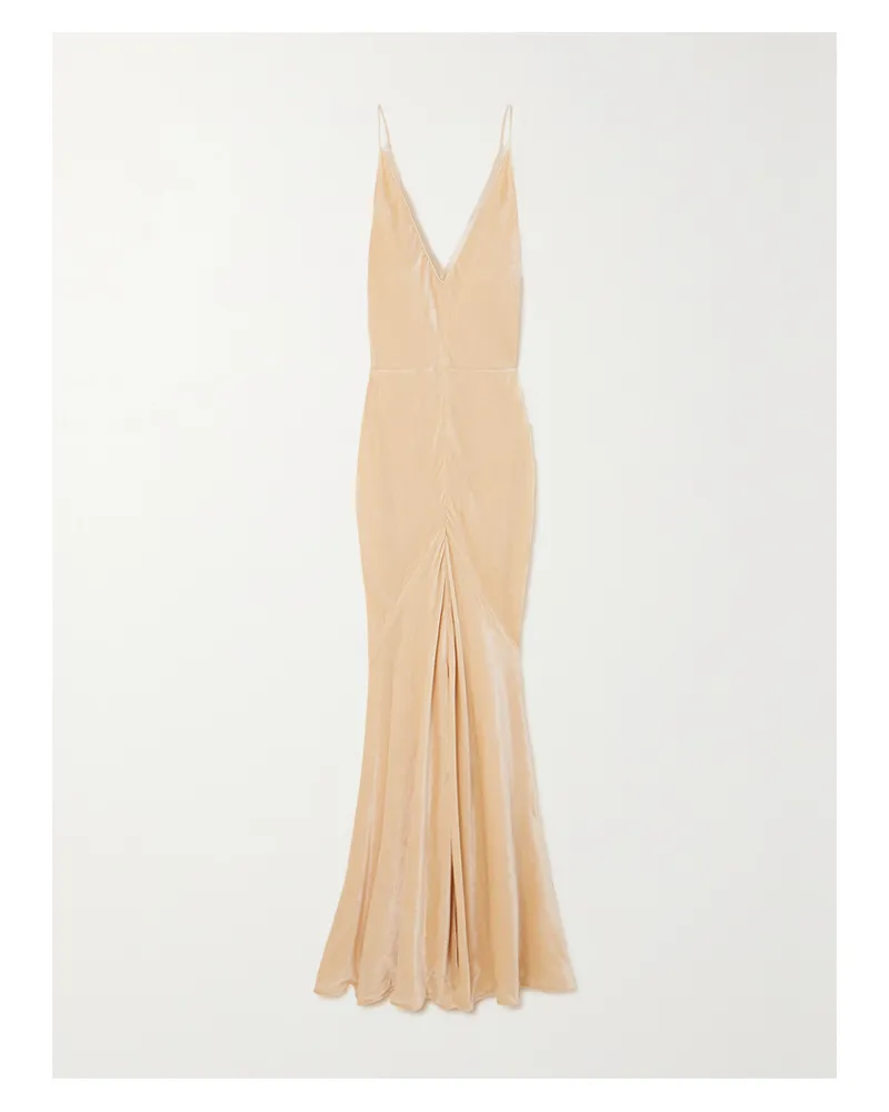 Gabriela Hearst Net Sustain Doran Robe Aus Bioseidensamt Mit Voile-besätzen Und Raffungen - Elfenbein Elfenbein