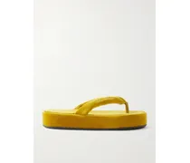 Jet Lag Thong Velvet Sandals - Yellow