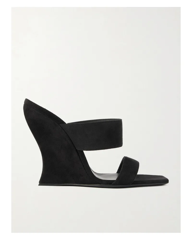 Alaïa Wave 110 Suede Wedge Mules - Black Black
