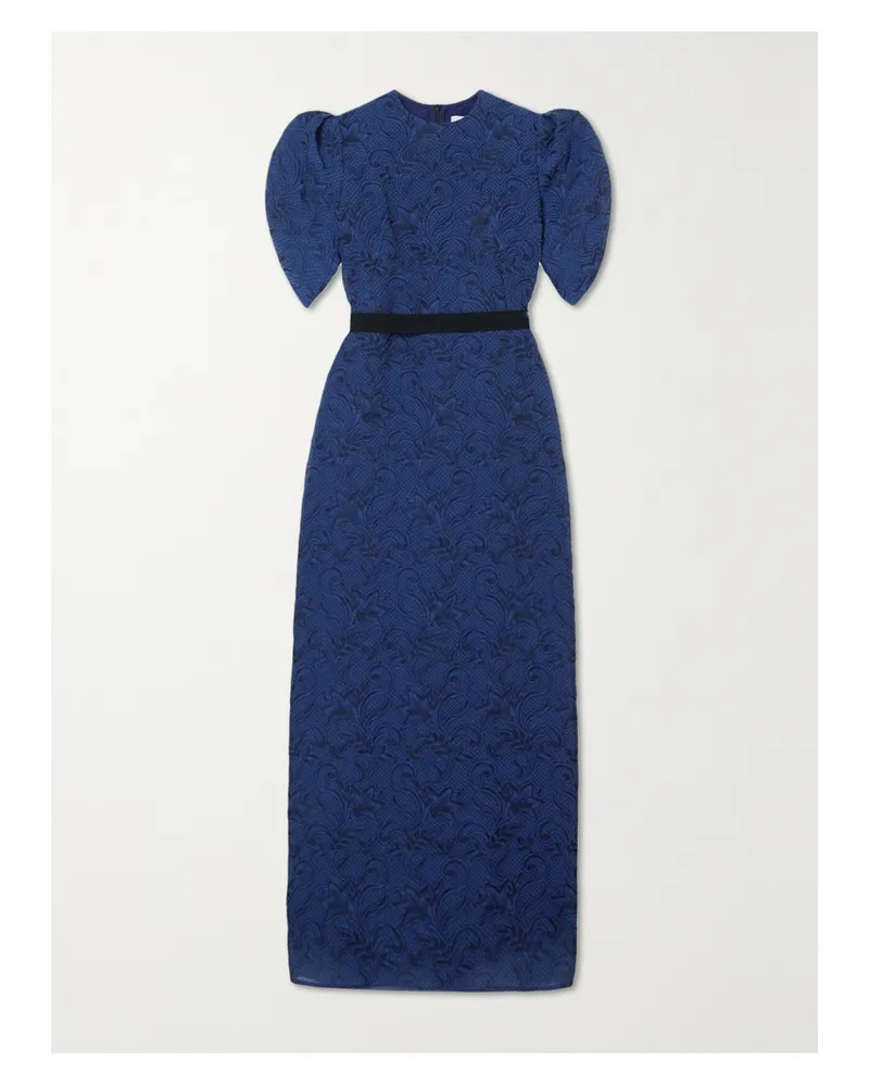Erdem Robe Aus Metallic-cloqué Mit Bindegürtel - Blau Blau