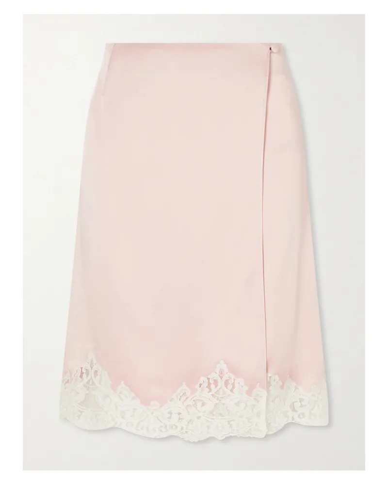 Stella McCartney Lace-trimmed Satin Midi Skirt - Pink Pink