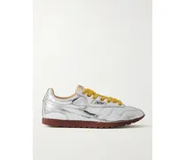Windspin Low Sneakers Aus Verspiegeltem Vinyl Mit Canvas-besatz - Silber