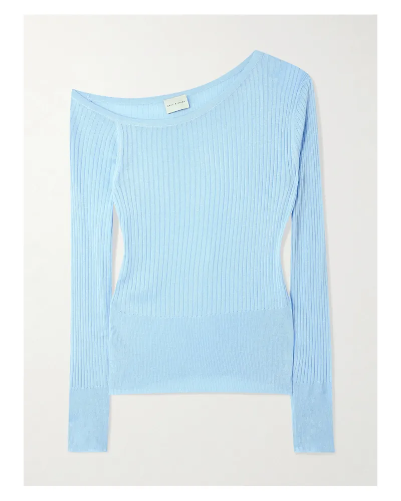 Deiji Studios One-shoulder Ribbed-knit Top - Blue Blue