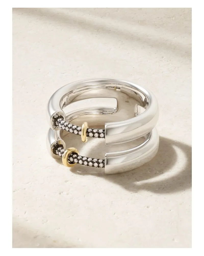 Rainbow K Endless Ring Aus 14 Karat Weiß- Und Gelbgold Mit Diamanten - Silber Silber