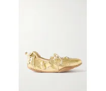 Metallic Leather Sneakers - Gold